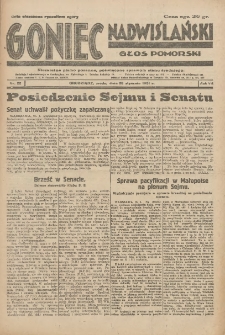 Goniec Nadwiślański: Głos Pomorski: Niezależne pismo poranne, poświęcone sprawom stanu średniego 1931.01.28 R.7 Nr22