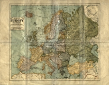 Mapa Europy polityczna (z oznaczeniem g&oacute;r) opracowana i wydana przez J. M. Bazewicza