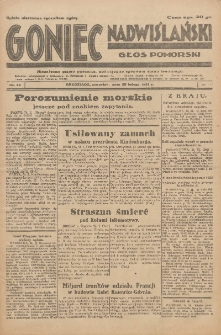 Goniec Nadwiślański: Głos Pomorski: Niezależne pismo poranne, poświęcone sprawom stanu średniego 1931.02.26 R.7 Nr46