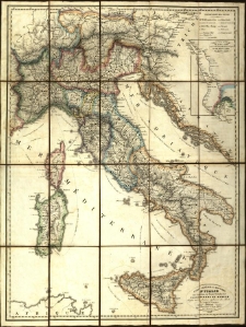 Carte general et routiere d'Italie avec indication des routes postales de Paris, Vienne et Munich [...]