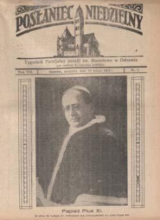 Posłaniec Niedzielny: tygodnik parafjalny parafji św. Stanisława w Ostrowie 1934.02.18 R.8 Nr7
