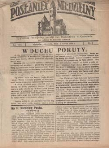 Posłaniec Niedzielny: tygodnik parafjalny parafji św. Stanisława w Ostrowie 1934.03.04 R.8 Nr9