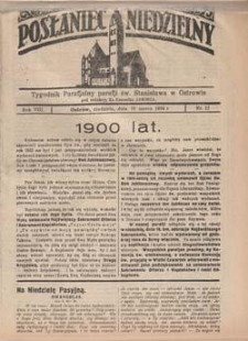 Posłaniec Niedzielny: tygodnik parafjalny parafji św. Stanisława w Ostrowie 1934.03.18 R.8 Nr11