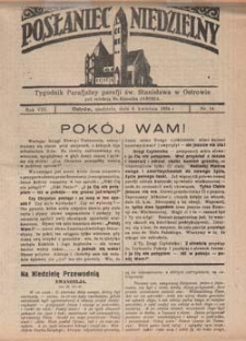 Posłaniec Niedzielny: tygodnik parafjalny parafji św. Stanisława w Ostrowie 1934.04.08 R.8 Nr14