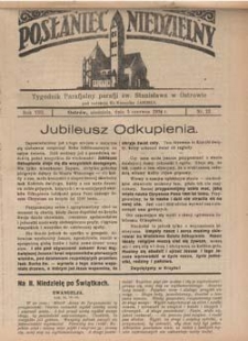 Posłaniec Niedzielny: tygodnik parafjalny parafji św. Stanisława w Ostrowie 1934.06.03 R.8 Nr22