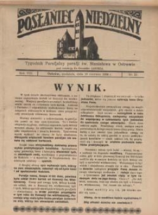 Posłaniec Niedzielny: tygodnik parafjalny parafji św. Stanisława w Ostrowie 1934.06.10 R.8 Nr23