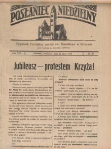 Posłaniec Niedzielny: tygodnik parafjalny parafji św. Stanisława w Ostrowie 1934.07.22 R.8 Nr29