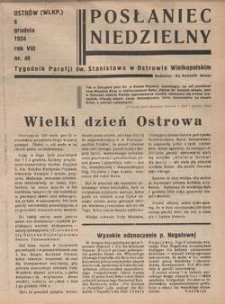 Posłaniec Niedzielny: tygodnik parafjalny parafji św. Stanisława w Ostrowie Wielkopolskim 1934.12.09 R.8 Nr49