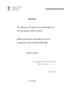 The influence of Property Tax on Housing Prices in Israel between 1997 and 2017