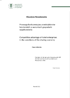 Przewaga konkurencyjna przedsiębiorstw hotelarskich w warunkach gospodarki współdzielenia