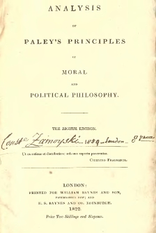 Analysis of Paley's Principles of moral and political philososphy