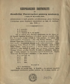 Uzupełnienie instrukcyi dla Komitetów Towarzystwa pomocy naukowej z dnia 10. kwietnia 1843.