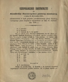 Uzupełnienie instrukcyi dla Komitet&oacute;w Towarzystwa pomocy naukowej z dnia 10. kwietnia 1843.