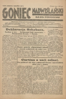 Goniec Nadwiślański: Głos Pomorski: Niezależne pismo poranne, poświęcone sprawom stanu średniego 1931.04.02 R.7 Nr76