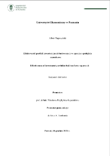 Efektywność portfeli inwestycyjnych budowanych w oparciu o podejście czynnikowe