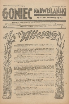 Goniec Nadwiślański: Głos Pomorski: Niezależne pismo poranne, poświęcone sprawom stanu średniego 1931.04.05 R.7 Nr79