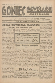 Goniec Nadwiślański: Głos Pomorski: Niezależne pismo poranne, poświęcone sprawom stanu średniego 1931.04.26 R.7 Nr96