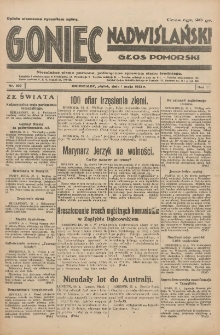 Goniec Nadwiślański: Głos Pomorski: Niezależne pismo poranne, poświęcone sprawom stanu średniego 1931.05.01 R.7 Nr100