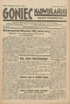 Goniec Nadwiślański: Głos Pomorski: Niezależne pismo poranne, poświęcone sprawom stanu średniego 1931.06.09 R.7 Nr130