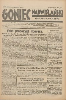 Goniec Nadwiślański: Głos Pomorski: Niezależne pismo poranne, poświęcone sprawom stanu średniego 1931.06.24 R.7 Nr143