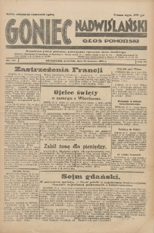 Goniec Nadwiślański: Głos Pomorski: Niezależne pismo poranne, poświęcone sprawom stanu średniego 1931.06.25 R.7 Nr144
