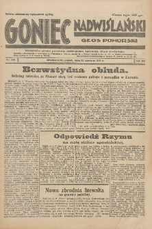 Goniec Nadwiślański: Głos Pomorski: Niezależne pismo poranne, poświęcone sprawom stanu średniego 1931.06.26 R.7 Nr145