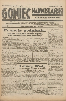 Goniec Nadwiślański: Głos Pomorski: Niezależne pismo poranne, poświęcone sprawom stanu średniego 1931.07.09 R.7 Nr155
