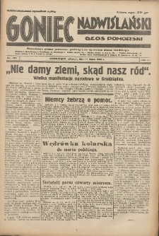 Goniec Nadwiślański: Głos Pomorski: Niezależne pismo poranne, poświęcone sprawom stanu średniego 1931.07.14 R.7 Nr159