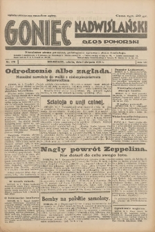 Goniec Nadwiślański: Głos Pomorski: Niezależne pismo poranne, poświęcone sprawom stanu średniego 1931.08.01 R.7 Nr175