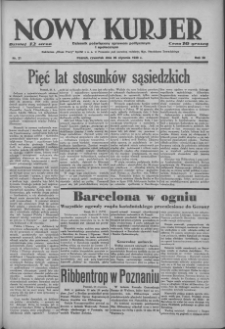 Nowy Kurjer: dziennik poświęcony sprawom politycznym i społecznym 1939.01.26 R.50 Nr21