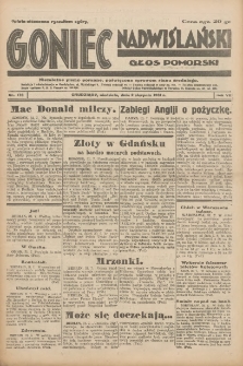 Goniec Nadwiślański: Głos Pomorski: Niezależne pismo poranne, poświęcone sprawom stanu średniego 1931.08.02 R.7 Nr176