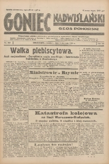 Goniec Nadwiślański: Głos Pomorski: Niezależne pismo poranne, poświęcone sprawom stanu średniego 1931.08.09 R.7 Nr182