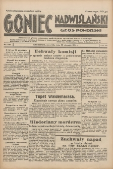 Goniec Nadwiślański: Głos Pomorski: Niezależne pismo poranne, poświęcone sprawom stanu średniego 1931.08.20 R.7 Nr190