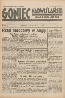 Goniec Nadwiślański: Głos Pomorski: Niezależne pismo poranne, poświęcone sprawom stanu średniego 1931.08.26 R.7 Nr195