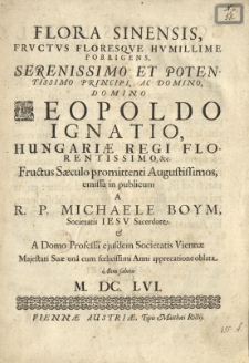 Flora Sinensis, fructus floresque humillime porrigens [...]