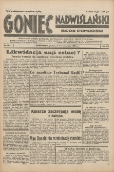 Goniec Nadwiślański: Głos Pomorski: Niezależne pismo poranne, poświęcone sprawom stanu średniego 1931.09.04 R.7 Nr203