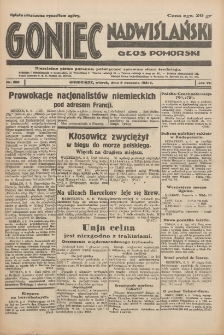 Goniec Nadwiślański: Głos Pomorski: Niezależne pismo poranne, poświęcone sprawom stanu średniego 1931.09.08 R.7 Nr206