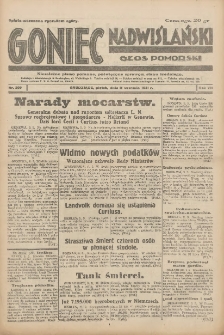 Goniec Nadwiślański: Głos Pomorski: Niezależne pismo poranne, poświęcone sprawom stanu średniego 1931.09.11 R.7 Nr209