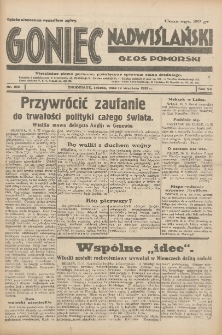 Goniec Nadwiślański: Głos Pomorski: Niezależne pismo poranne, poświęcone sprawom stanu średniego 1931.09.12 R.7 Nr210