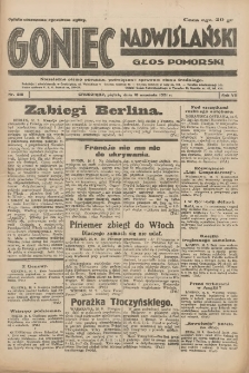 Goniec Nadwiślański: Głos Pomorski: Niezależne pismo poranne, poświęcone sprawom stanu średniego 1931.09.18 R.7 Nr215