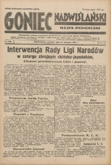 Goniec Nadwiślański: Głos Pomorski: Niezależne pismo poranne, poświęcone sprawom stanu średniego 1931.09.24 R.7 Nr220