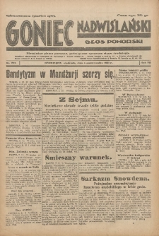 Goniec Nadwiślański: Głos Pomorski: Niezależne pismo poranne, poświęcone sprawom stanu średniego 1931.10.04 R.7 Nr229