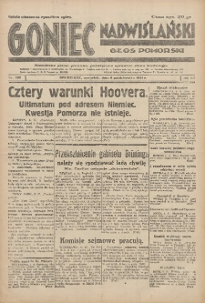 Goniec Nadwiślański: Głos Pomorski: Niezależne pismo poranne, poświęcone sprawom stanu średniego 1931.10.08 R.7 Nr232