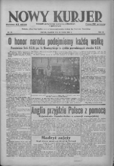 Nowy Kurjer: dziennik poświęcony sprawom politycznym i społecznym 1939.03.30 R.50 Nr74