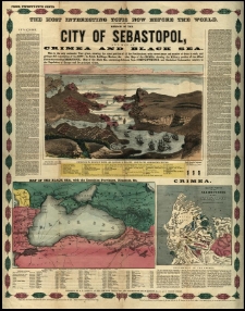 Mirror of the city of Sebastopol and map of Crimea and Black Sea