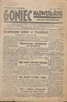 Goniec Nadwiślański: Głos Pomorski: Niezależne pismo poranne, poświęcone sprawom stanu średniego 1932.01.01 R.8 Nr1