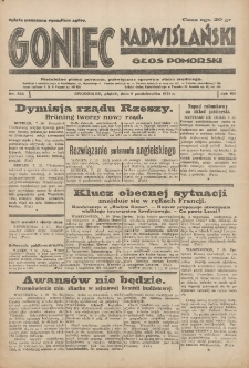 Goniec Nadwiślański: Głos Pomorski: Niezależne pismo poranne, poświęcone sprawom stanu średniego 1931.10.09 R.7 Nr233