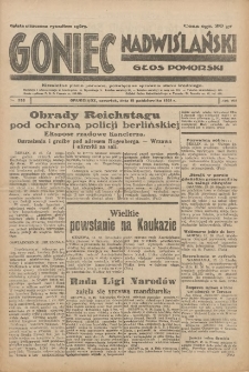 Goniec Nadwiślański: Głos Pomorski: Niezależne pismo poranne, poświęcone sprawom stanu średniego 1931.10.15 R.7 Nr238
