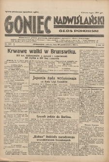 Goniec Nadwiślański: Głos Pomorski: Niezależne pismo poranne, poświęcone sprawom stanu średniego 1931.10.20 R.7 Nr242