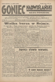 Goniec Nadwiślański: Głos Pomorski: Niezależne pismo poranne, poświęcone sprawom stanu średniego 1931.10.22 R.7 Nr244